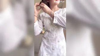 Beautiful Young Girl Changing Cloths Front Camera