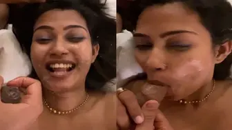 Desi Sexy Girl Blowjob Cum Facial Eating